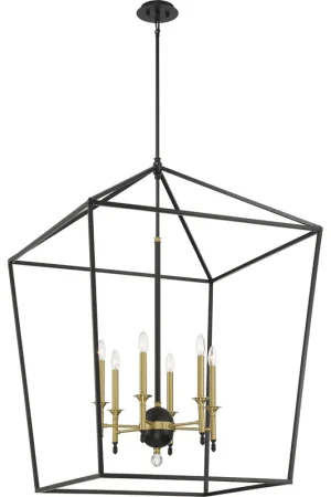 Buy Today Townhall 6 Light 32 inch Coal/Soft Brass Pendant Ceiling Light